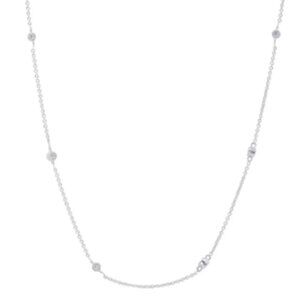 FREIDA ROTHMAN Bezel Set Station Necklace 36" Sterling SIlver - NEW $395 MSRP